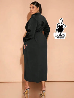 Vestido Longo Chemise Transpassado Amarração Lateral Plus Size