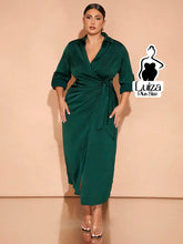 Vestido Longo Chemise Transpassado Amarração Lateral Plus Size