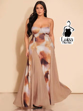 Vestido Longo Estampado Saia Fluida Alça Fina Plus Size