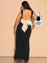 Vestido Longo Fenda Lateral Laço Nas Costas Plus Size