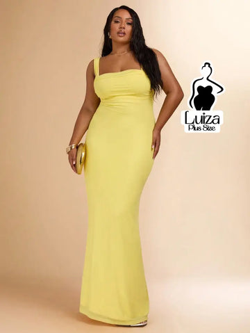 Vestido Longo Justo Costas Abertas Amarração Plus Size