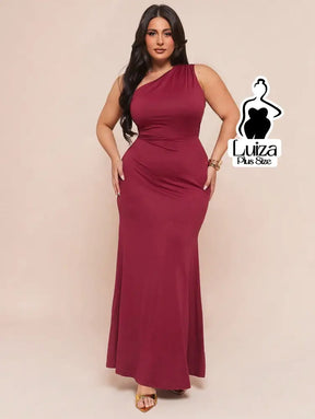 Vestido Longo Um Ombro Só Costas Abertas Amarração Plus Size