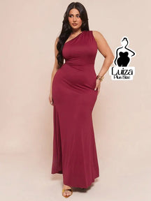 Vestido Longo Um Ombro Só Costas Abertas Amarração Plus Size