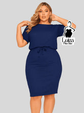 Vestido Midi Canelado Amarração Na Cintura Plus Size